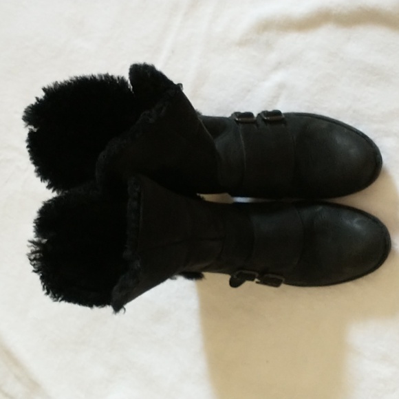 Born Amaze Heeled Leather Shearling Boots - Picture 3 of 6
